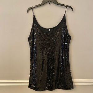 Amazon black sequins spaghetti strap tank. 2XL